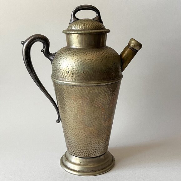 Vintage Cocktail Shaker Hammered Nickel Silver Silver Plated Barware - Picture 3 of 11